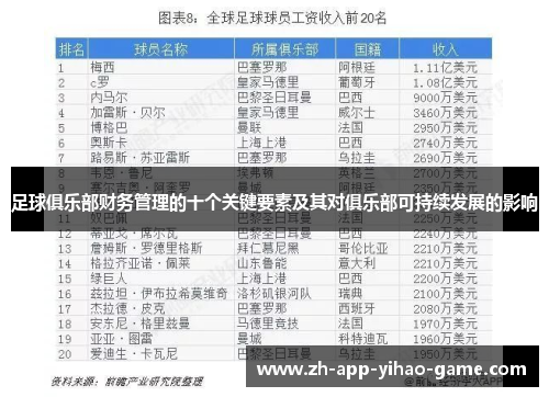 足球俱乐部财务管理的十个关键要素及其对俱乐部可持续发展的影响